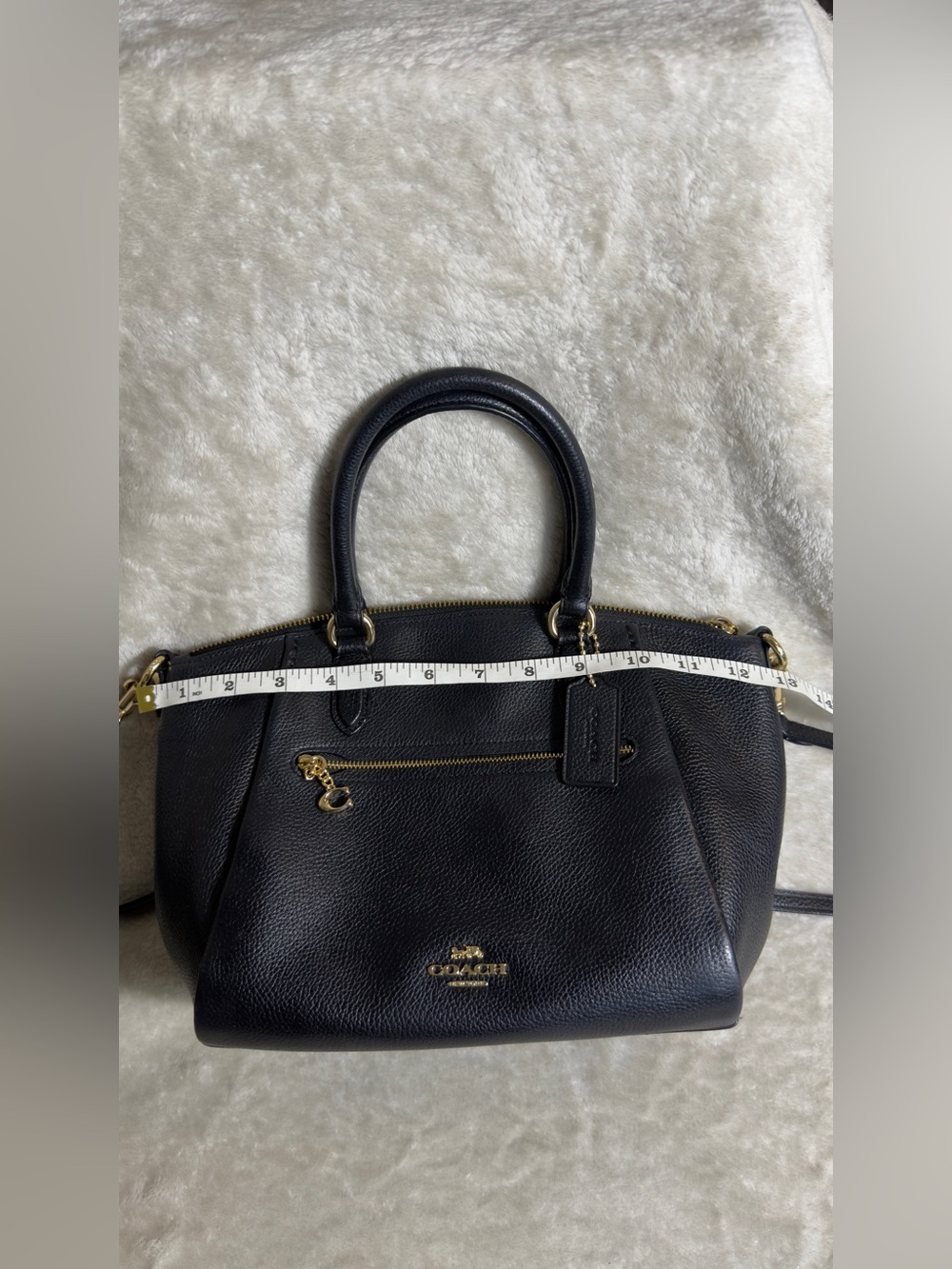 COACH Black Elise Satchel Pebbled Leather Crossbody Shoulder Bag Gold Hardware 7 - Picture 12 of 16